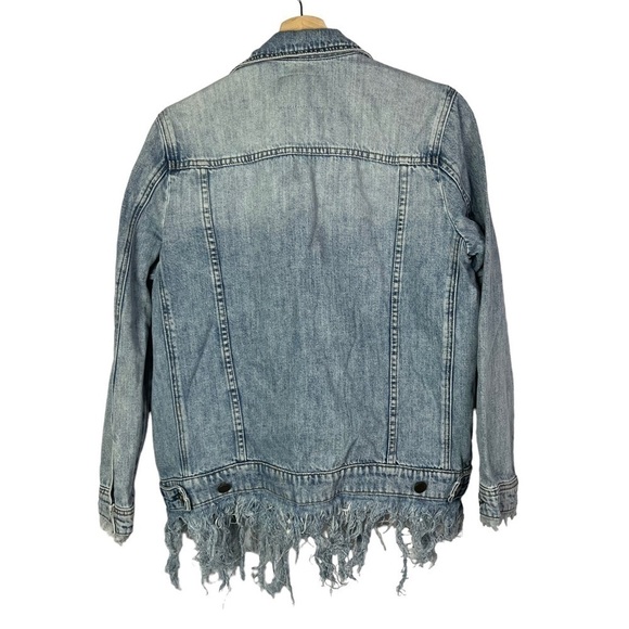 Blank NYC Blue Frayed Hem Denim Trucker Jacket XS - Picture 3 of 6